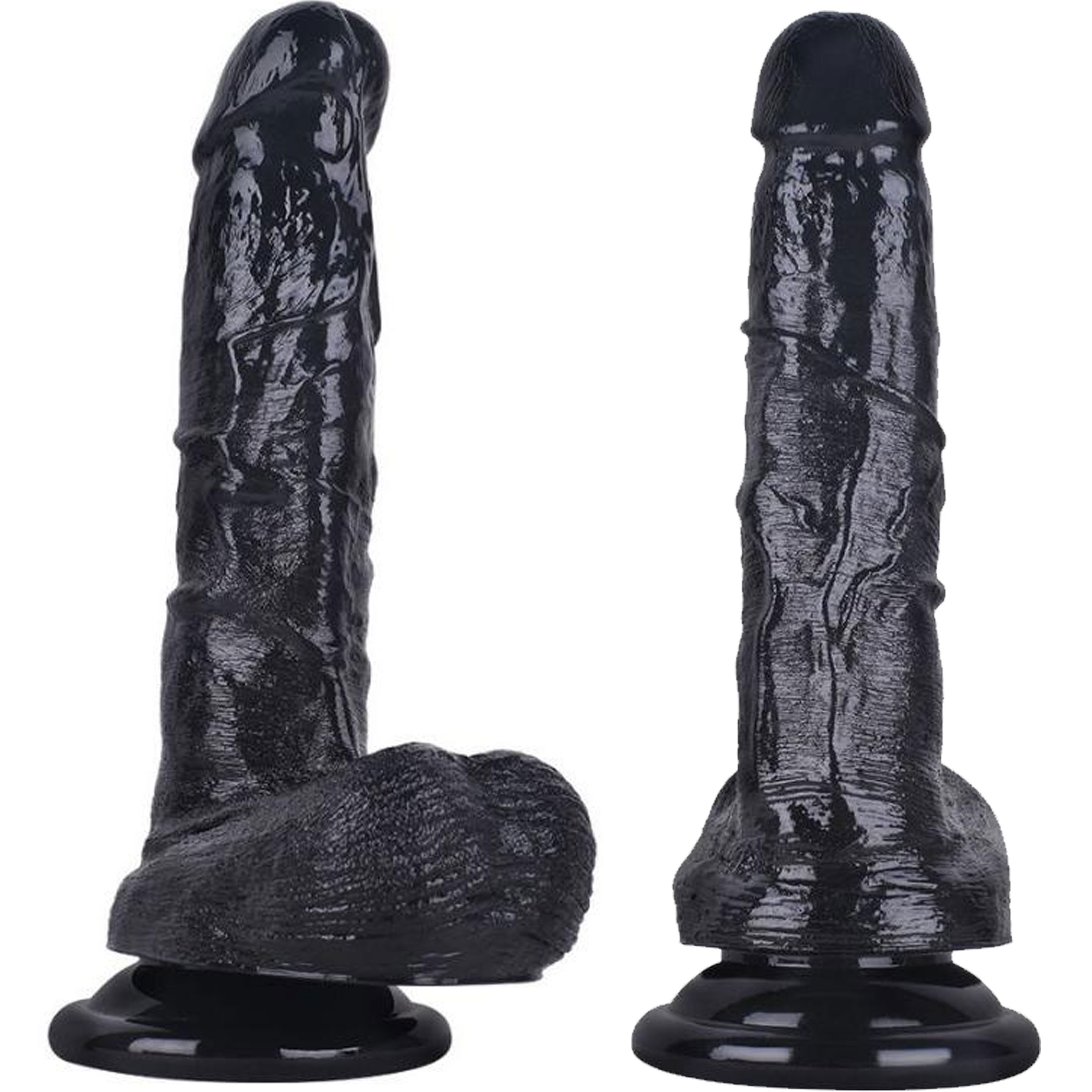 20.5 cm Boy 4.5 cm Çap Vantuzlu Taşaklı Realistik Koyu Siyah Afrikalı Penisi C-7764S