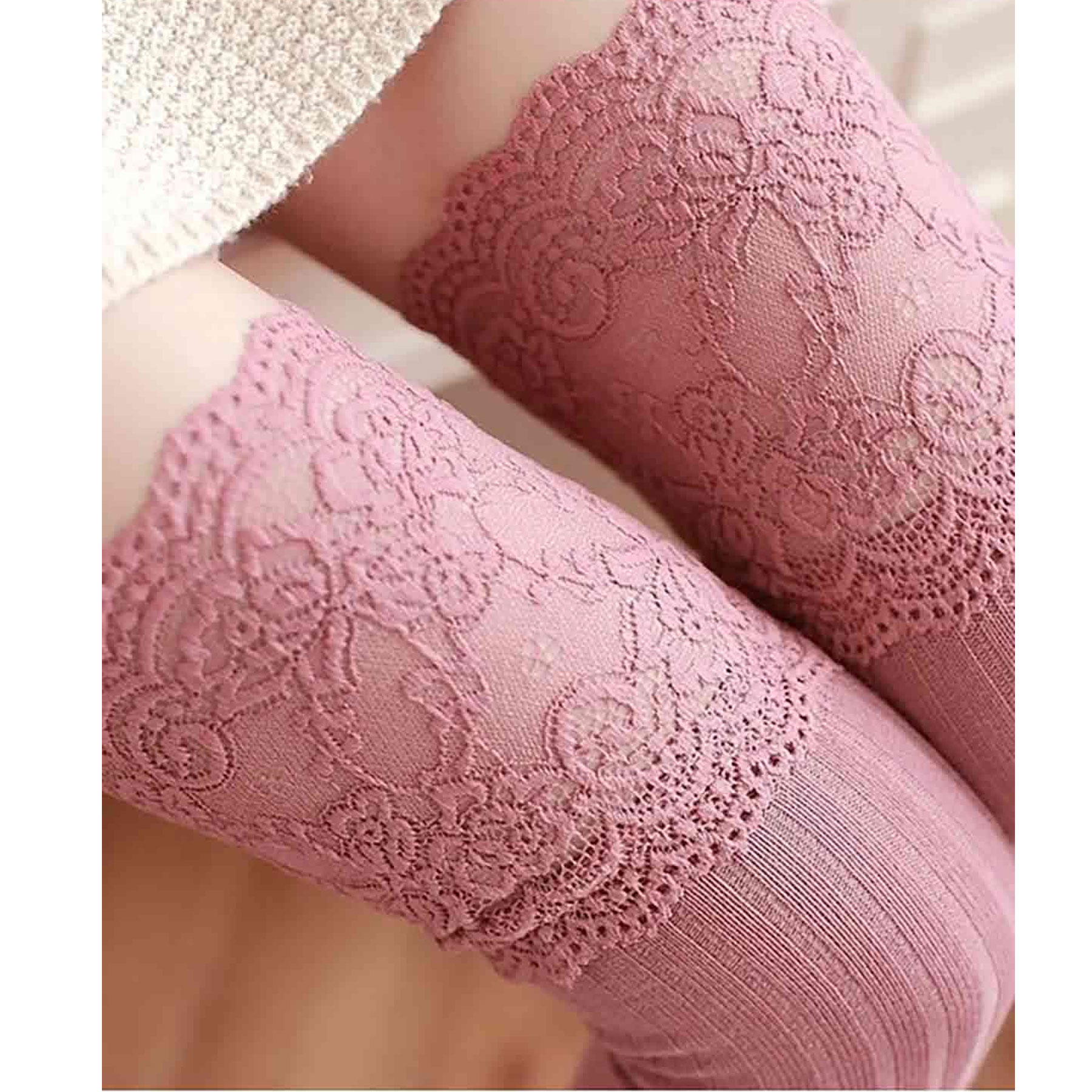 Parfml Dantelli rg Diz st Jartiyer orab MS7802-Pembe